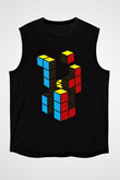Tetris Siyah Unisex  Kolsuz Tişört