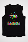 Tetris Siyah Unisex Kolsuz Tişört