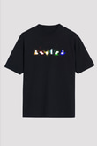 Tetris Siyah Unisex Oversize Tişört T-Shirt