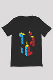Tetris Siyah Unisex  V Yaka Tişört