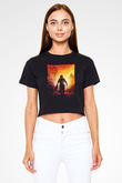 Texas Chain Saw Massacre Siyah   Crop Top Tişört
