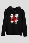 The 4 Skins Baskılı Unisex Siyah Kapüşonlu Sweatshirt
