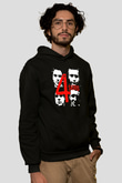The 4 Skins Baskılı Unisex Siyah Kapüşonlu Sweatshirt