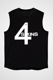 The 4 Skins Baskılı Unisex Siyah Kolsuz Tişört - Tshirt