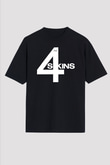 The 4 Skins Baskılı Unisex Siyah Oversize Tişört - Tshirt
