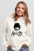 The Adicts Beyaz Unisex Kapşonlu Sweatshirt