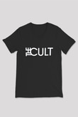 The Cult Baskılı Unisex Siyah V Yaka Tişört - Tshirt