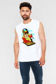 The Daft Punk Boss Baskılı Unisex Beyaz Kolsuz Tişört