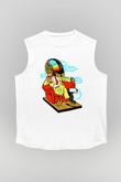 The Daft Punk Boss Baskılı Unisex Beyaz Kolsuz Tişört