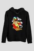 The Daft Punk Boss Baskılı Unisex Siyah Hoodie