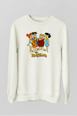 The Flintstones Taş Devri Beyaz Unisex  Sweatshirt