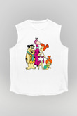 The Flintstones Taş Devri Beyaz Unisex Kolsuz Tişört