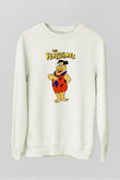 The Flintstones Taş Devri Beyaz Unisex  Sweatshirt