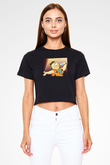 The Flintstones Taş Devri Siyah   Crop Top Tişört