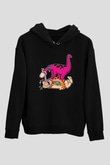 The Flintstones Taş Devri Siyah Unisex Kapüşonlu Sweatshirt