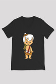 The Flintstones Taş Devri Siyah Unisex V Yaka Tişört