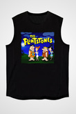 The Flintstones Taş Devri Siyah Unisex  Kolsuz Tişört