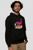 The Flintstones Taş Devri Siyah Unisex Kapüşonlu Sweatshirt