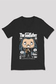 The Godfather Baskılı Unisex Siyah V Yaka Tişört