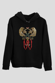 The Hu Baskılı Unisex Siyah Kapüşonlu Sweatshirt