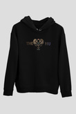 The Hu Baskılı Unisex Siyah Kapüşonlu Sweatshirt