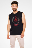 The Hu Baskılı Unisex Siyah Kolsuz Tişört - Tshirt