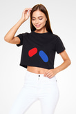 The Matrix Siyah Crop Top Tişört