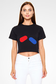 The Matrix Siyah Crop Top Tişört