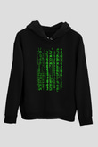 The Matrix Siyah Unisex Kapşonlu Sweatshirt