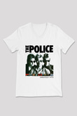 The Police Beyaz Unisex V Yaka Tişört T-Shirt