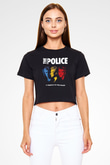 The Police Siyah  Crop Top Tişört