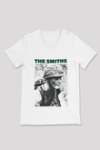 The Smiths Baskılı Beyaz Unisex V Yaka Tişört - Tshirt