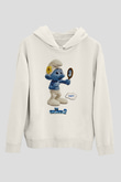 The Smurfs Şirinler Beyaz Unisex Kapşonlu Sweatshirt