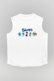 The Smurfs Şirinler Beyaz Unisex Kolsuz Tişört
