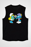 The Smurfs Şirinler Siyah Unisex  Kolsuz Tişört
