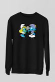 The Smurfs Şirinler Siyah Unisex  Sweatshirt