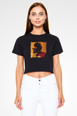 The Weeknd Baskılı Crop Top Siyah Kadın Tişört