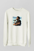The Weeknd Baskılı Unisex Beyaz Sweatshirt