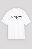 Therion Baskılı Beyaz Unisex Oversize Tişört - Tshirt