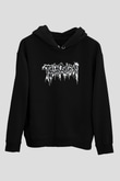 Therion Baskılı Unisex Siyah Kapüşonlu Sweatshirt
