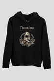 Therion Baskılı Unisex Siyah Kapüşonlu Sweatshirt