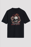 Therion Baskılı Unisex Siyah Oversize Tişört - Tshirt