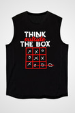Think Outside Box Baskılı Unisex Siyah  Kolsuz Tişört
