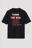 Think Outside Box Baskılı Unisex Siyah Tişört