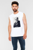 Thomas Edison Renkli Portre Baskılı Unisex Kolsuz Beyaz Tişört - Tshirt