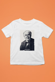 Thomas Edison Renkli Portre Baskılı Unisex Beyaz Çocuk Tişörtü - Tshirt