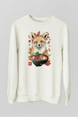 Tilki Baskılı Unisex Beyaz  Sweatshirt
