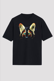 Tilki Siyah Unisex Oversize Tişört T-Shirt