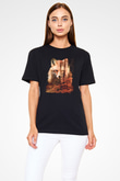 Tilki Siyah Unisex Tişört T-Shirt - TişörtFabrikası