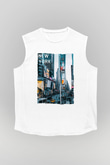 Times Square Beyaz Unisex Kolsuz Tişört